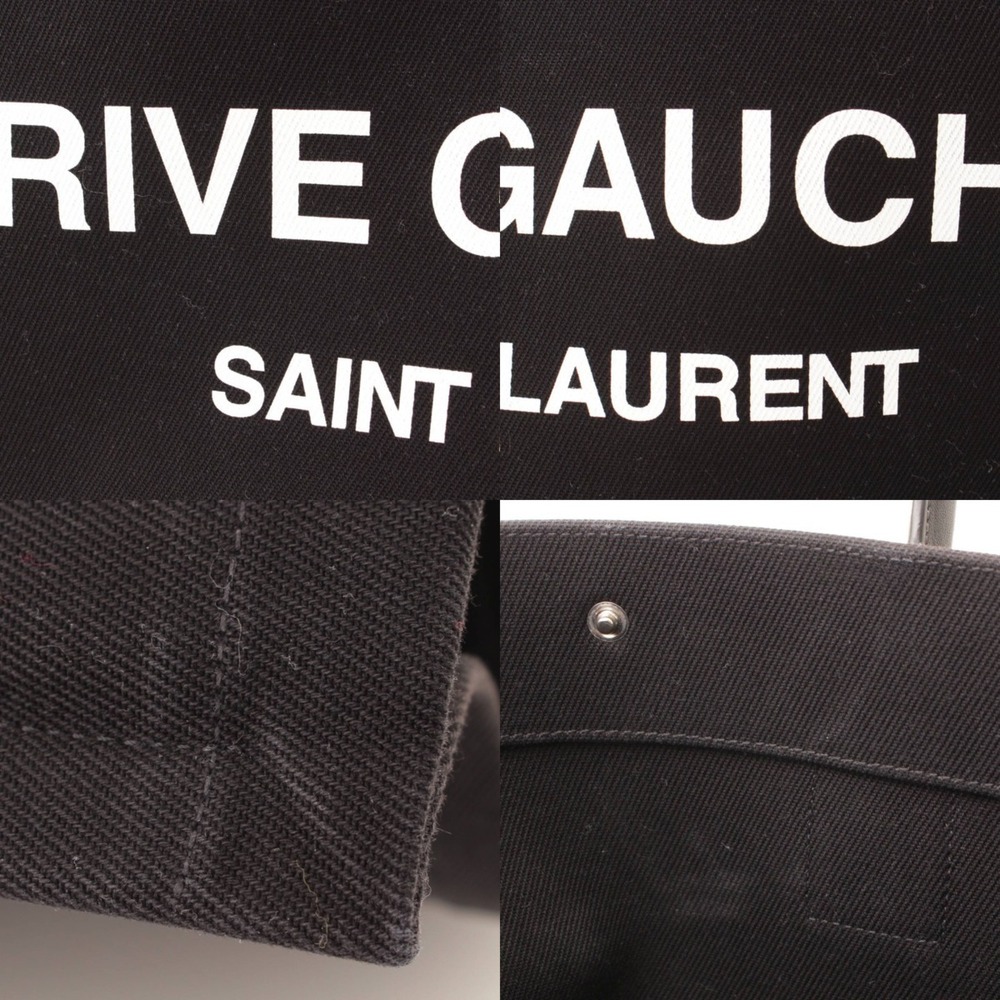 Saint Laurent Rive Gauche Canvas Tote Bag Black - Picture 8 of 9